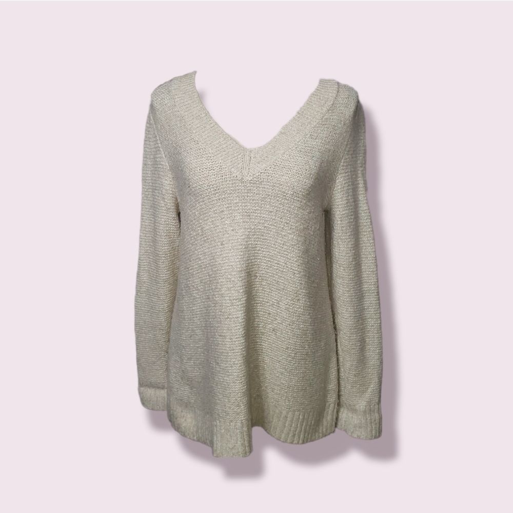 J-Jill Cream V-Neck Sweater